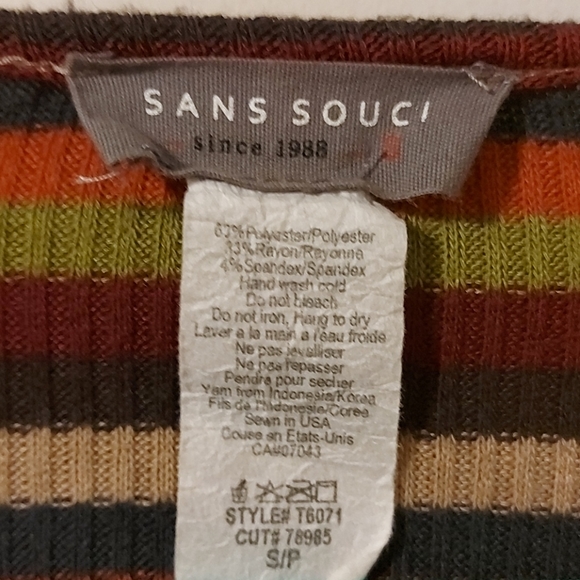 San Souci, Long Sleeves, Striped, Crop Top, Small - Picture 4 of 4